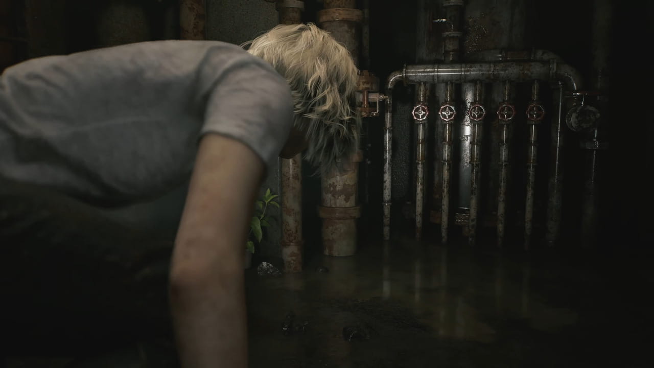 Grace di chuyển trong khu tầng hầm đường ống của Resident Evil 9 Requiem