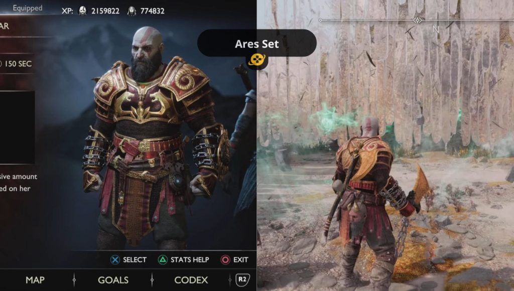 Bộ giáp Ares màu đỏ trong chế độ New Game Plus GOW Ragnarok