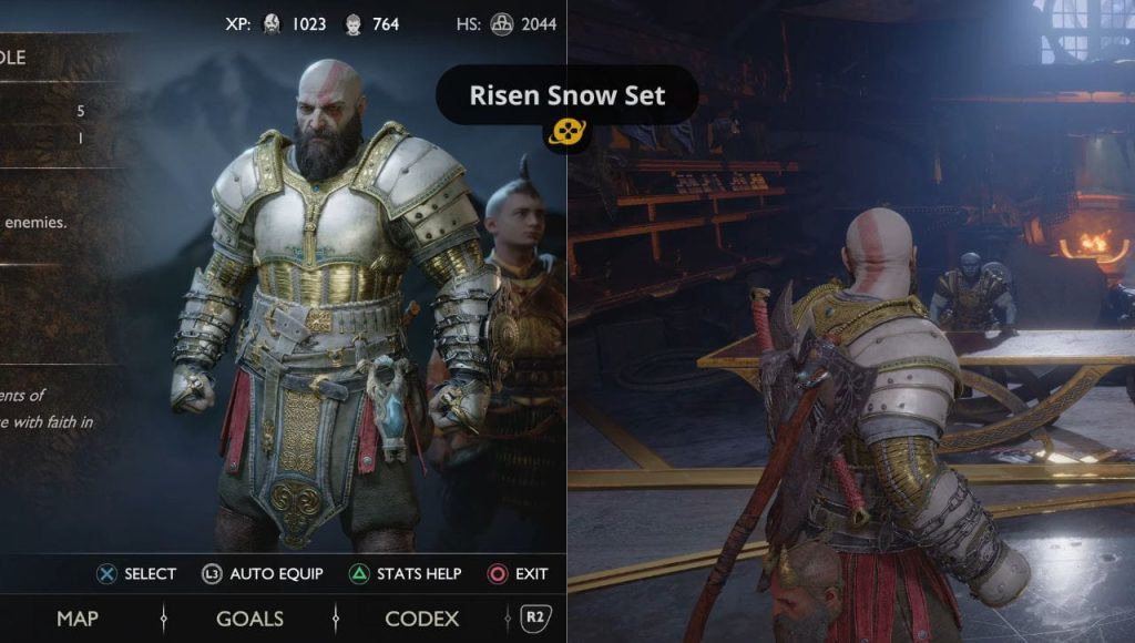 Bộ giáp Risen Snow Kratos bản Pre-order mặt trước sau
