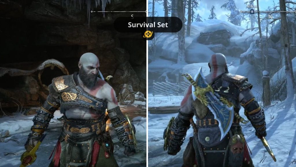 Chi tiết mặt trước và sau bộ giáp Survival Kratos God of War Ragnarok