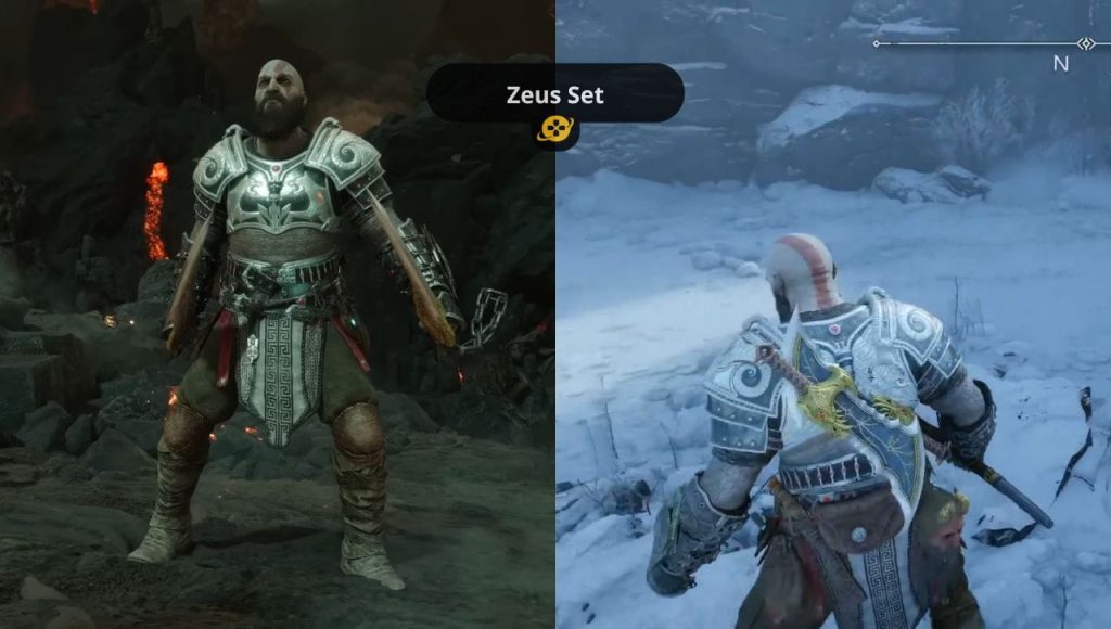 Giáp Zeus GOW Ragnarok New Game Plus mặt trước và sau