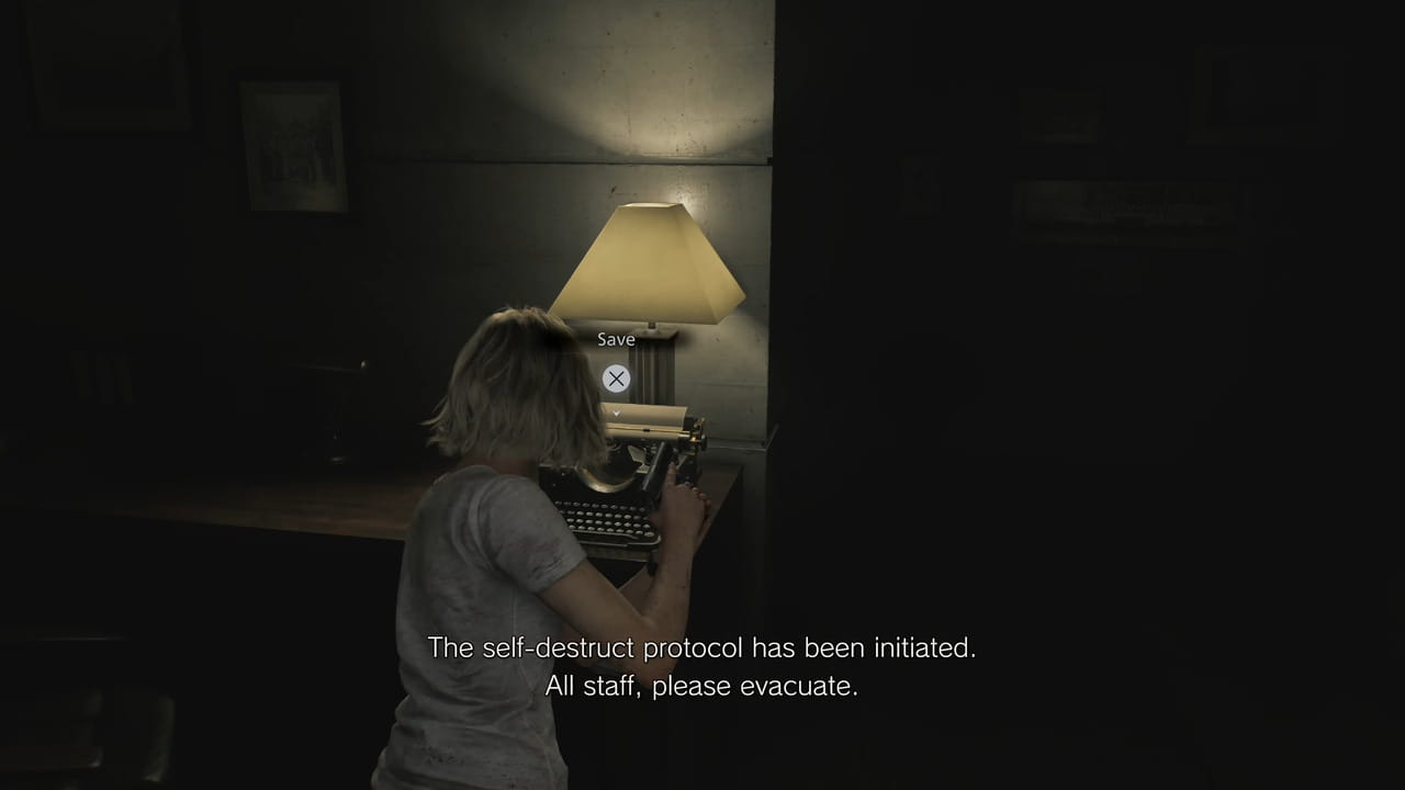 Máy đánh chữ trong safe room của Resident Evil 9 Requiem