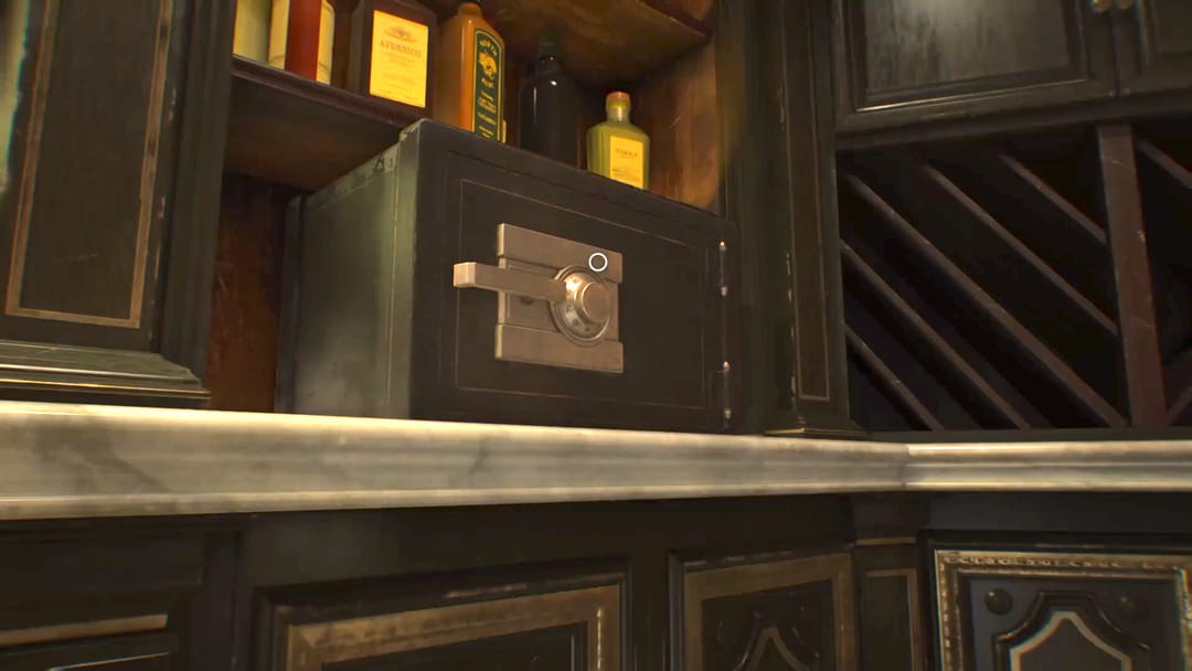 Vị trí két sắt tại quầy pha chế Bar and Lounge Care Center Resident Evil 9
