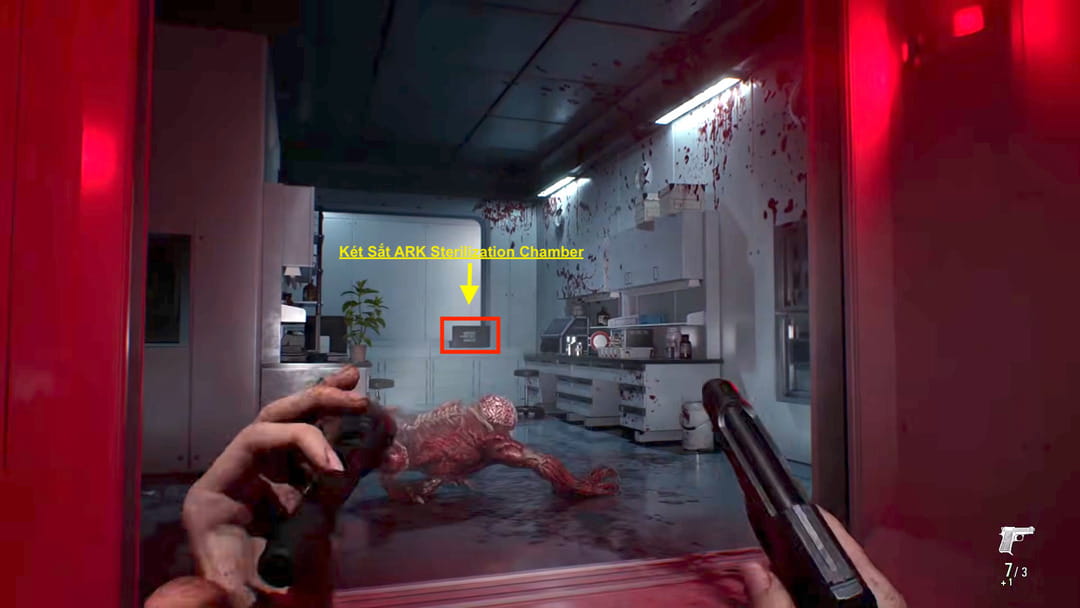 Két sắt buồng khử trùng Sterilization Chamber khu vực ARK Resident Evil 9