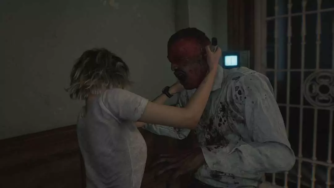 Grace dùng kỹ năng đánh lén tiêm thuốc tiêu diệt zombie thay vì nướng đạn Requiem trong Resident Evil 9