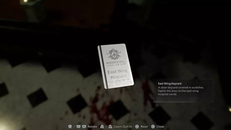 East Wing Keycard RE9 d&ugrave;ng để mở C&aacute;nh Đ&ocirc;ng Care Center