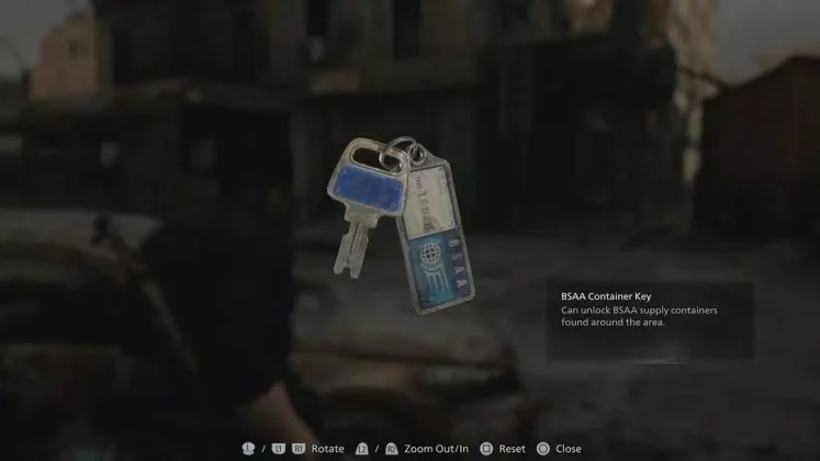 BSAA Container Key RE9 d&ugrave;ng để mở container trong Raccoon City