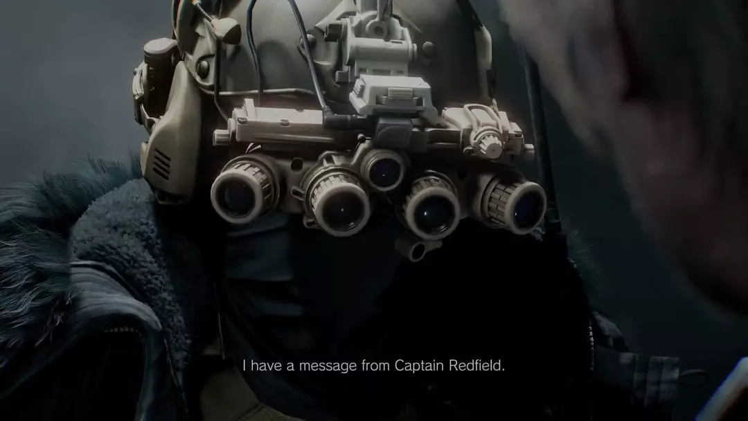 Lính đặc nhiệm Hound Wolf Squad đu dây xuống tiếp cận Leon với thông điệp từ Captain Redfield