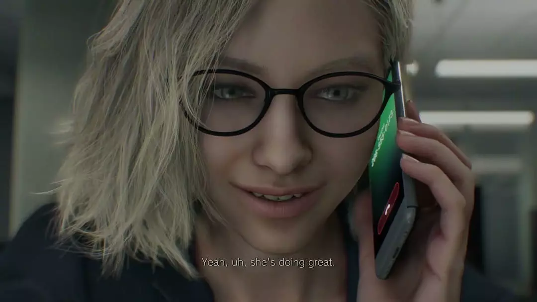 Grace Ashcroft mỉm cười khi nghe điện thoại về Emily tại văn phòng FBI trong cảnh post-credit