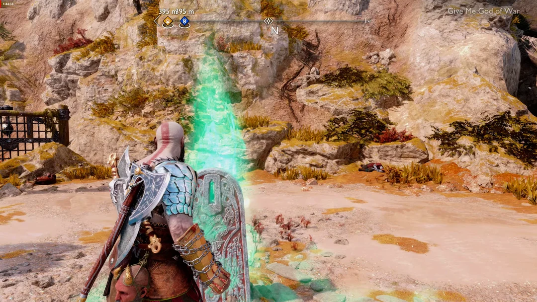 Kratos đứng trước bia mộ Beigaðr the Feared tại Svartalfheim trong God of War Ragnarök