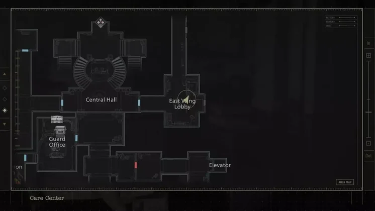 Bản đồ sảnh East Wing Lobby vị tr&iacute; tượng Mr. Raccoon 02 RE9