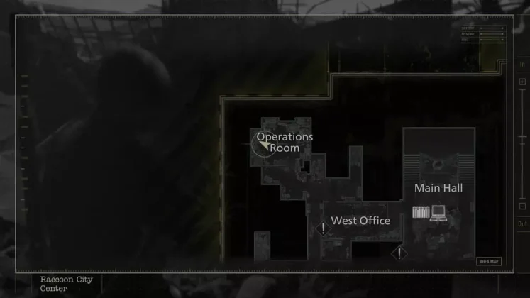 Bản đồ ph&ograve;ng điều h&agrave;nh Operations Room đồn cảnh s&aacute;t RPD tượng Mr. Raccoon 21 RE9